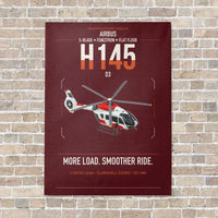 Thumbnail for Airbus H145 D3 vertical canvas print - no frame - dark red background