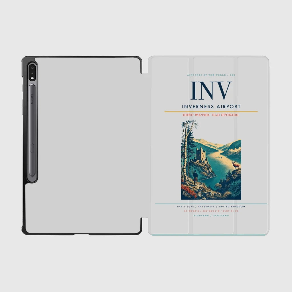 Inverness Airport (INV) design on light gray samsung tablet tablet case