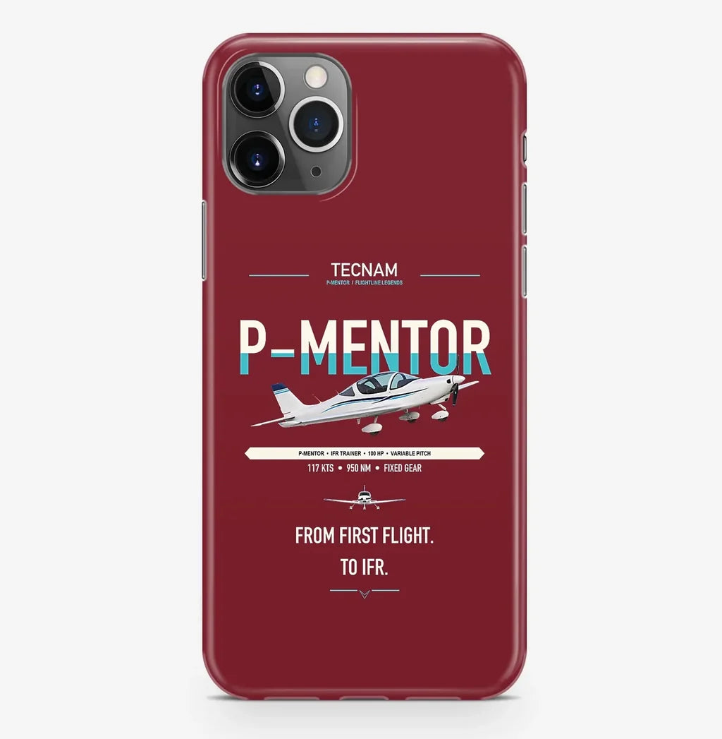 Tecnam P-Mentor design on dark red magsafe iphone case, for iPhone Pro Max