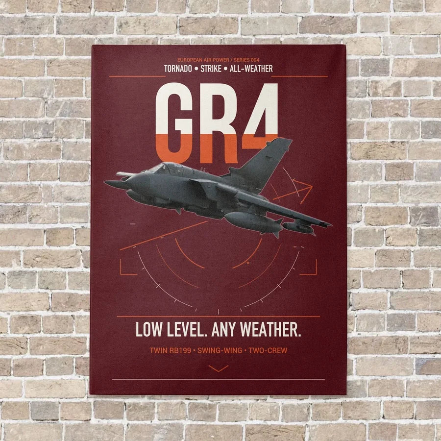 Panavia Tornado GR4 vertical canvas print - no frame - dark red background