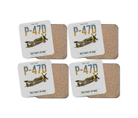Thumbnail for P-47D Thunderbolt Razorback design on light gray 4 pieces set coaster