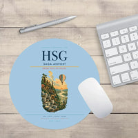Thumbnail for Saga Airport (HSG) design on light blue round mouse pad
