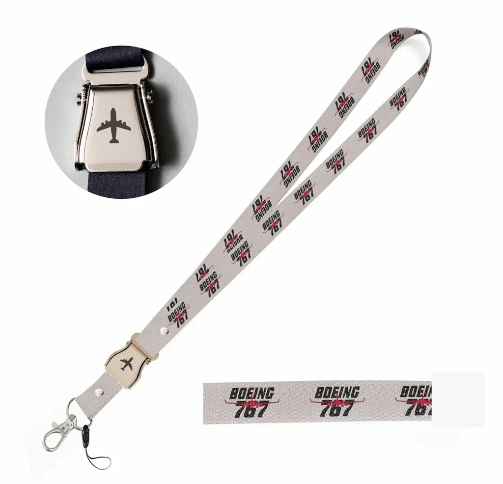 Amazing Boeing 767 seat belt lanyard - light gray