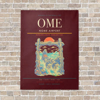 Thumbnail for Nome Airport OME vertical canvas print - no frame - dark red background