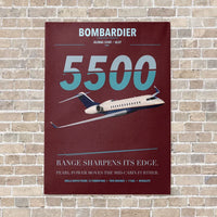 Thumbnail for Bombardier Global 5500 vertical canvas print - no frame - dark red background