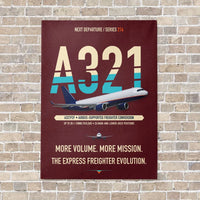 Thumbnail for Airbus A321P2F vertical canvas print - no frame - dark red background
