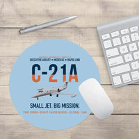 Thumbnail for C-21A Learjet Small Jet Big Mission design on light blue round mouse pad