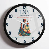 Thumbnail for Lanai Airport (LNY) design on light gray framed wall clock