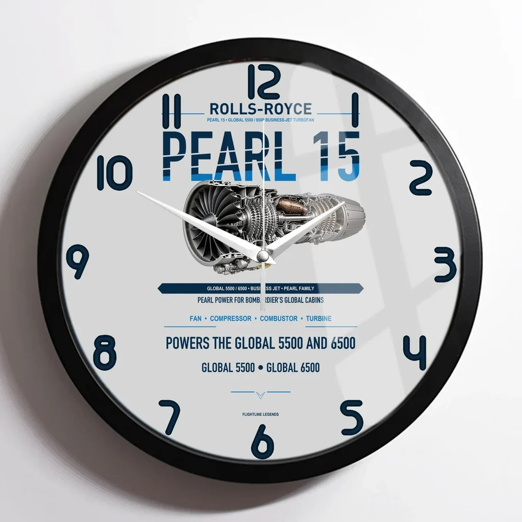 PEARL 15 design on light gray framed wall clock