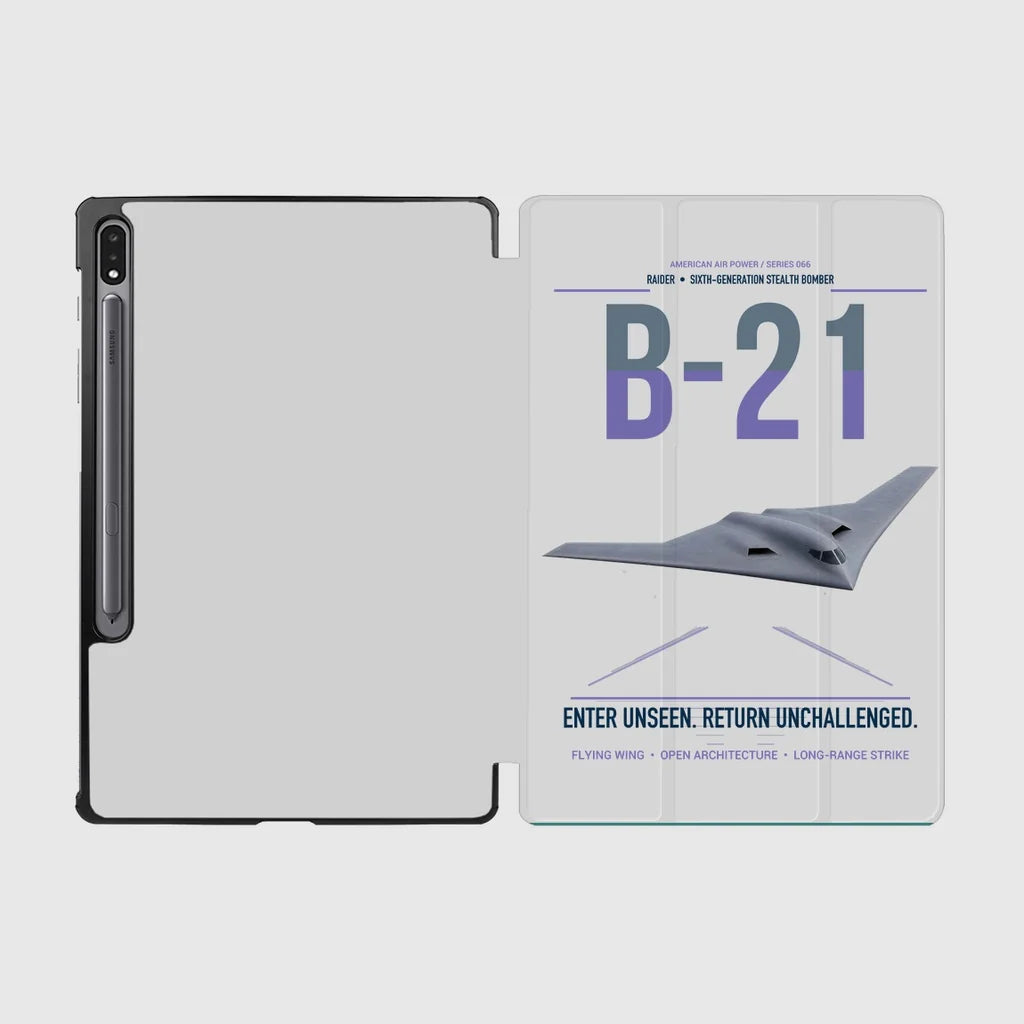 B-21 Raider design on light gray samsung tablet tablet case