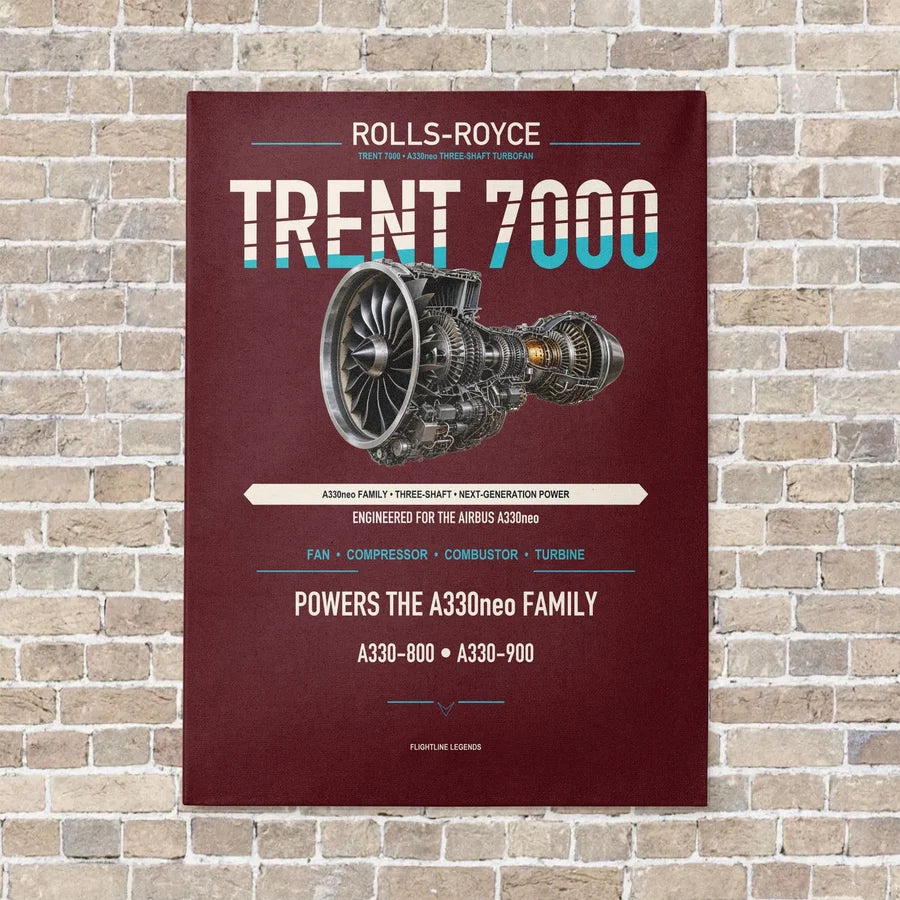 TRENT 7000 vertical canvas print - no frame - dark red background