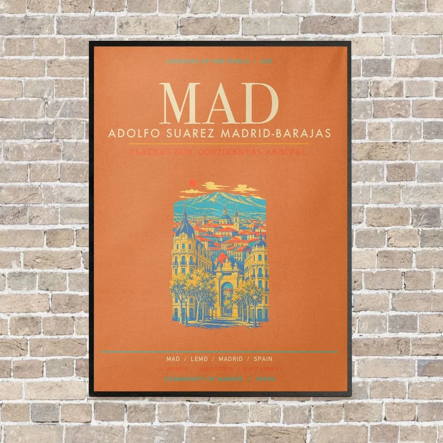Adolfo Suarez Madrid-Barajas Airport MAD - Canvas Framed - Orange