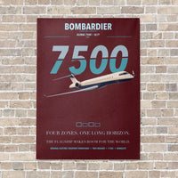 Thumbnail for Bombardier Global 7500 vertical canvas print - no frame - dark red background