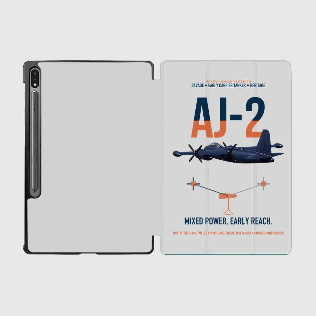 AJ-2 Savage Tanker design on light gray samsung tablet tablet case