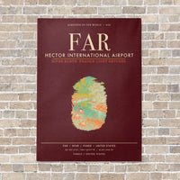 Thumbnail for Hector International Airport FAR vertical canvas print - no frame - dark red background