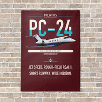 Thumbnail for Pilatus PC-24 vertical canvas print - no frame - dark red background