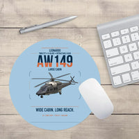 Thumbnail for Leonardo AW149 design on light blue round mouse pad