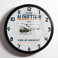 Thumbnail for Sud Aviation SE 3130 Alouette II design on light gray framed wall clock