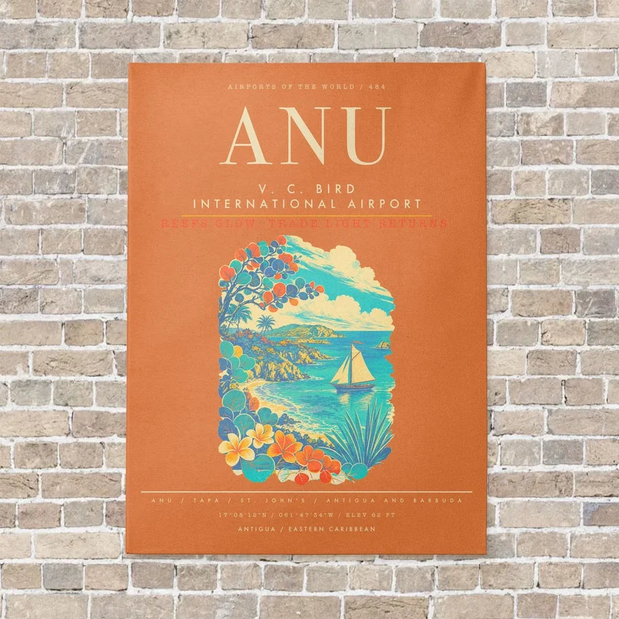 V. C. Bird International Airport ANU - Canvas Framed - Orange