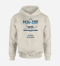 Thumbnail for Piper PA-34-220T Seneca V design on khaki double-side hoodie, single-side print