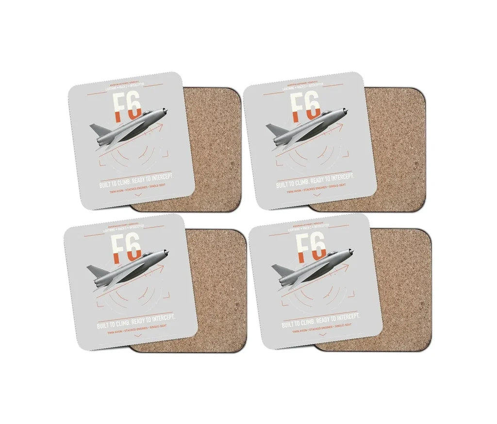 English Electric Lightning F6 design on light gray 4 pieces set coaster