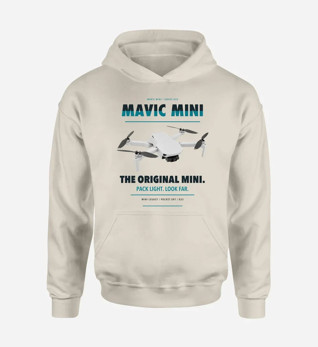 DJI Mavic Mini design on khaki hoodie single side