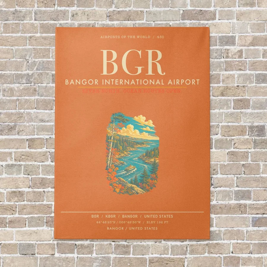 Bangor International Airport BGR - Canvas Framed - Orange