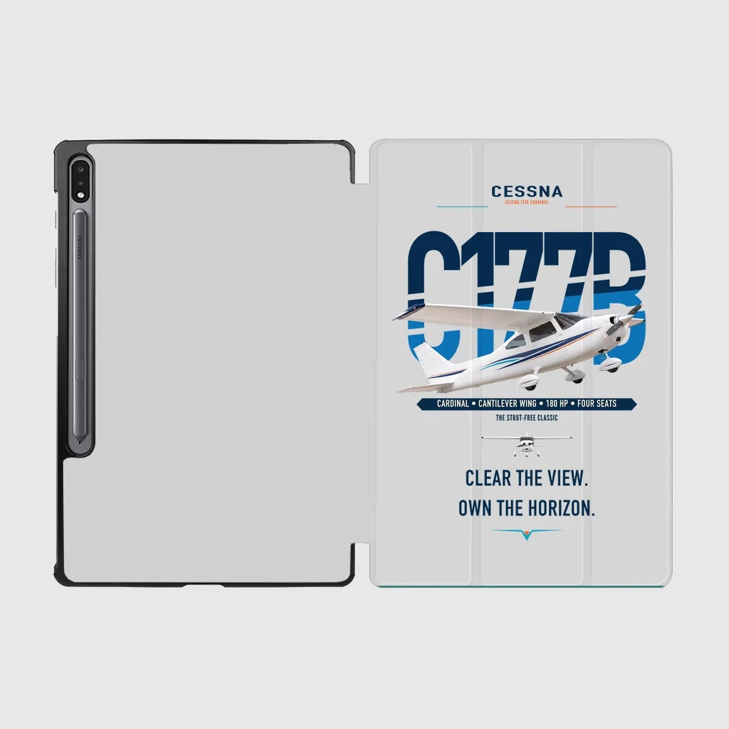 Cessna 177B Cardinal design on light gray samsung tablet tablet case