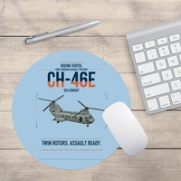 Thumbnail for Boeing Vertol CH-46E Sea Knight design on light blue round mouse pad