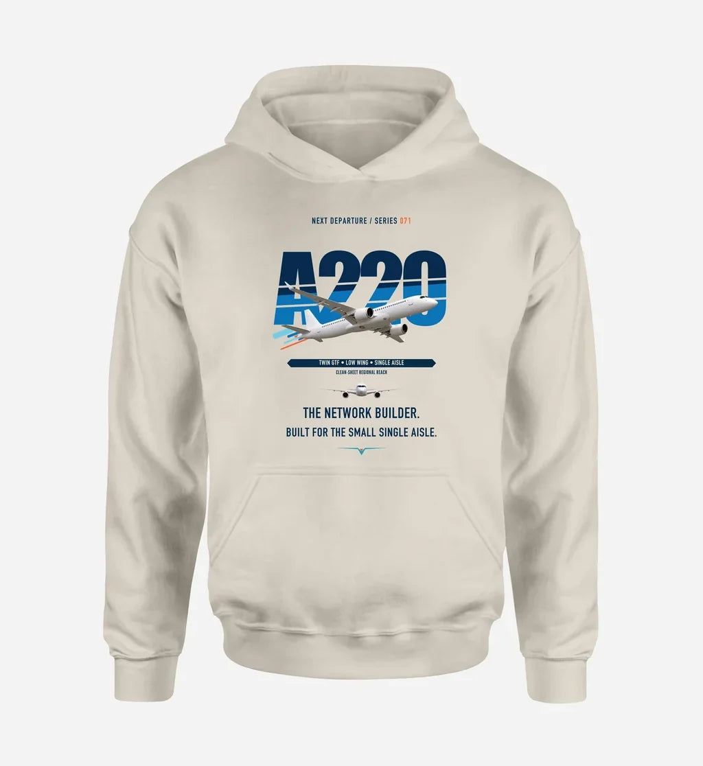 Airbus A220-300 design on khaki hoodie single side