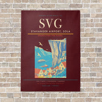 Thumbnail for Stavanger Airport, Sola SVG vertical canvas print - no frame - dark red background