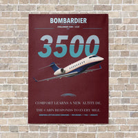 Thumbnail for Bombardier Challenger 3500 vertical canvas print - no frame - dark red background