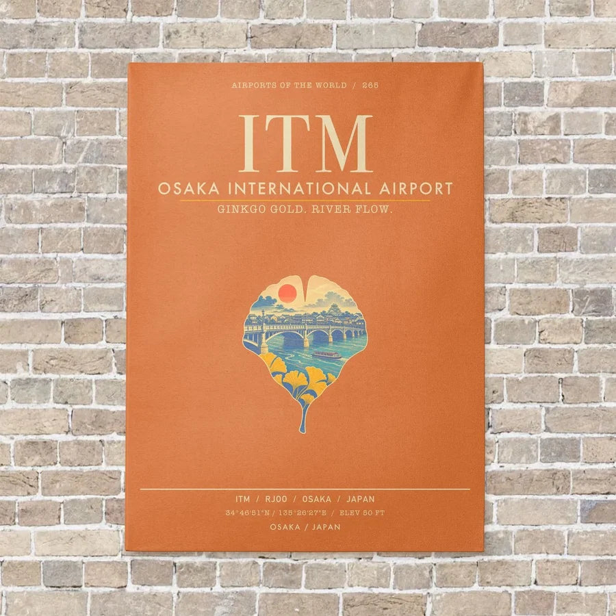 Osaka International Airport ITM - Canvas Framed - Orange
