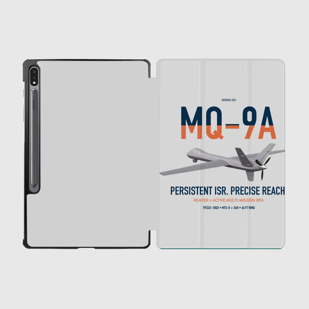 MQ-9A Reaper design on light gray samsung tablet tablet case