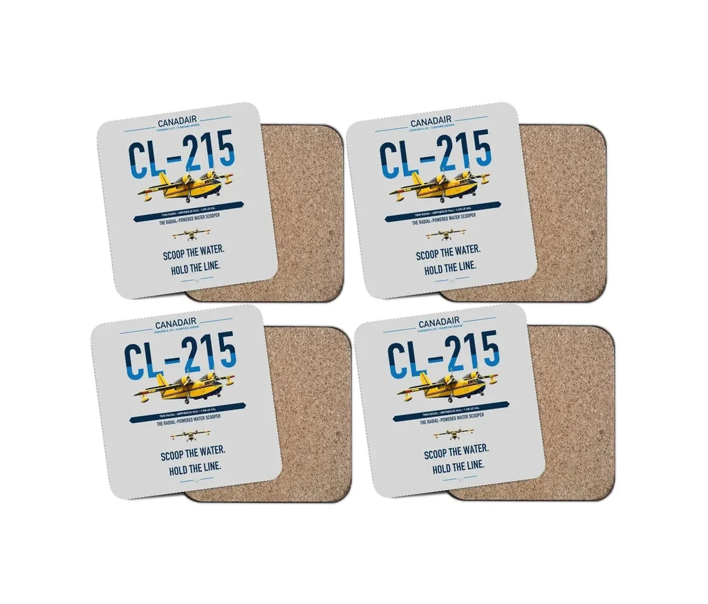 Canadair CL-215 design on light gray 4 pieces set coaster