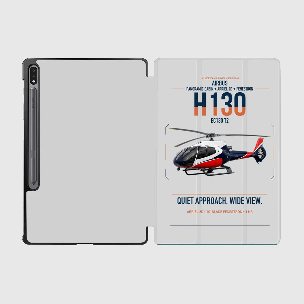 Airbus H130 design on light gray samsung tablet tablet case
