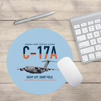 Thumbnail for C-17A Globemaster III design on light blue round mouse pad