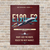 Thumbnail for Embraer E190-E2 vertical canvas print - no frame - dark red background