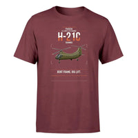 Thumbnail for Piasecki H-21C Shawnee design on dark red t-shirt, single-side print