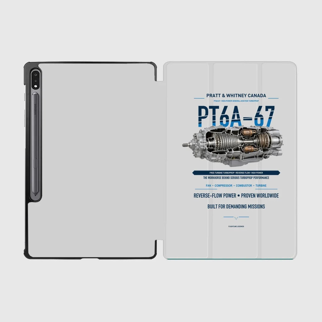 PT6A-67 design on light gray samsung tablet tablet case