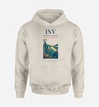 Thumbnail for Inverness Airport (INV) design on khaki hoodie single-side print