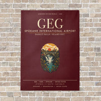 Thumbnail for Spokane International Airport GEG vertical canvas print - no frame - dark red background