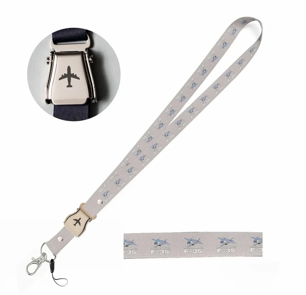 The Fighter Jet 35 Silhouette seat belt lanyard - light gray