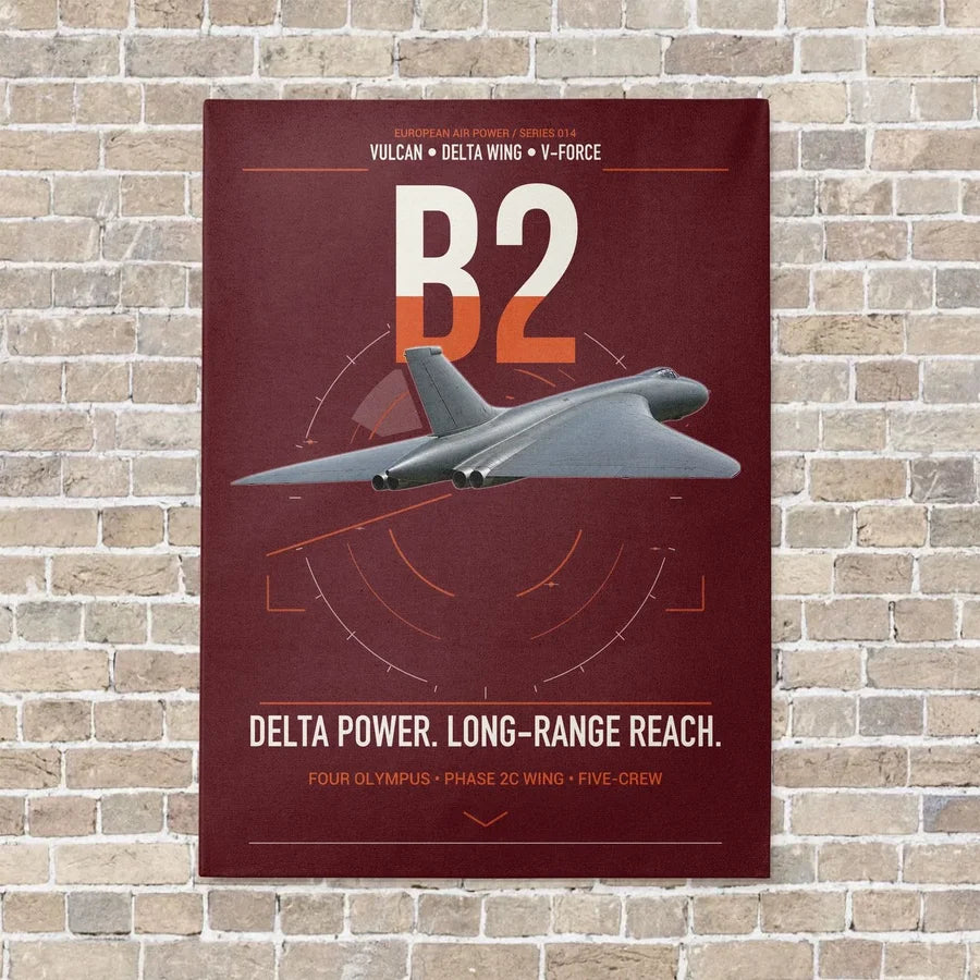 Avro Vulcan B2 vertical canvas print - no frame - dark red background
