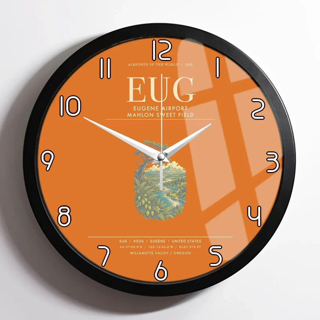 Eugene Airport Mahlon Sweet Field EUG Wall-Clock Framed - Orange