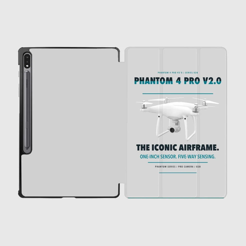 DJI Phantom 4 Pro V2.0 design on light gray samsung tablet tablet case