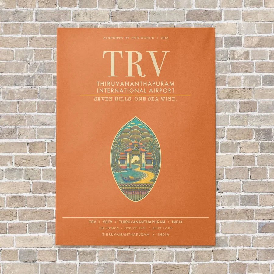 Thiruvananthapuram International Airport TRV - Canvas Framed - Orange