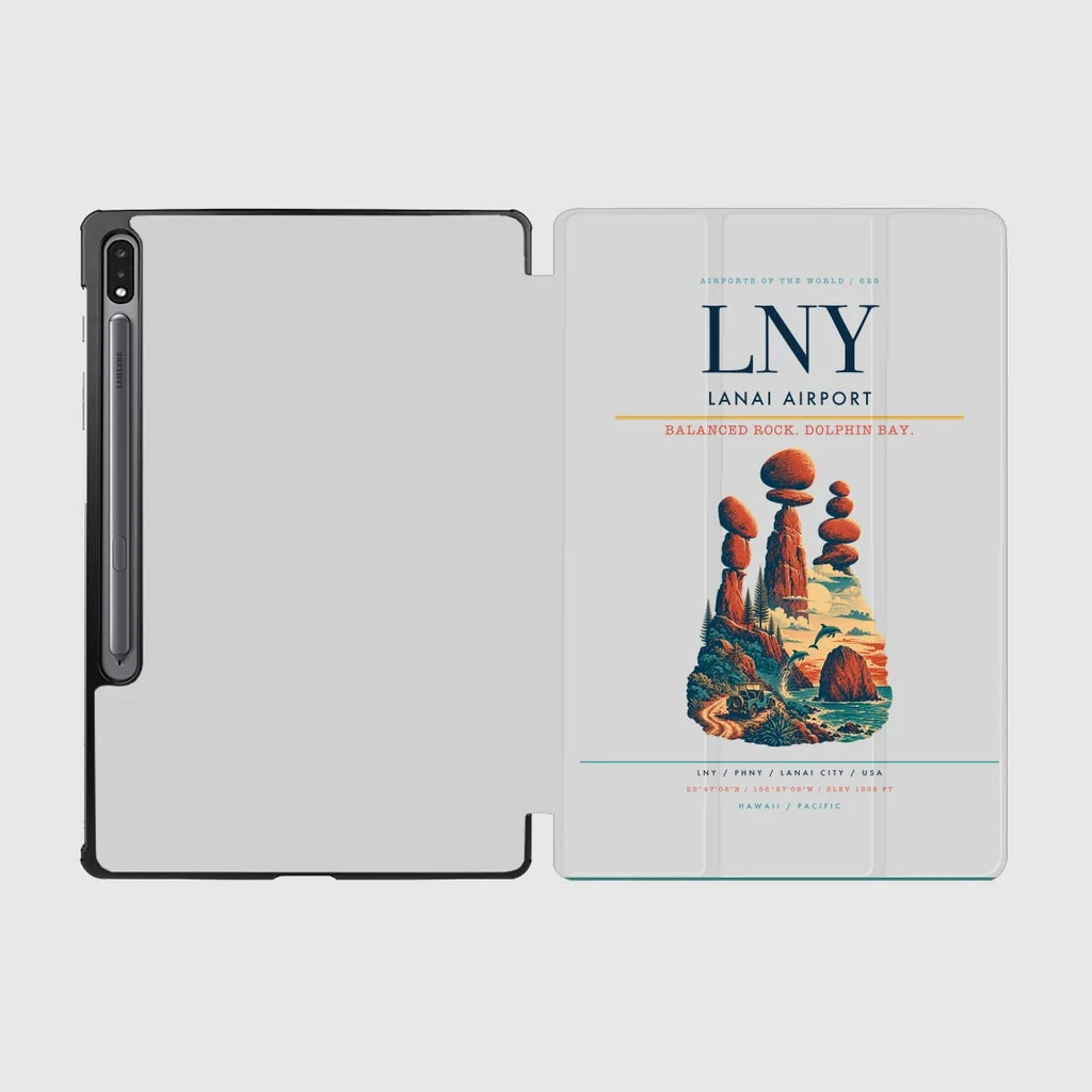 Lanai Airport (LNY) design on light gray samsung tablet tablet case
