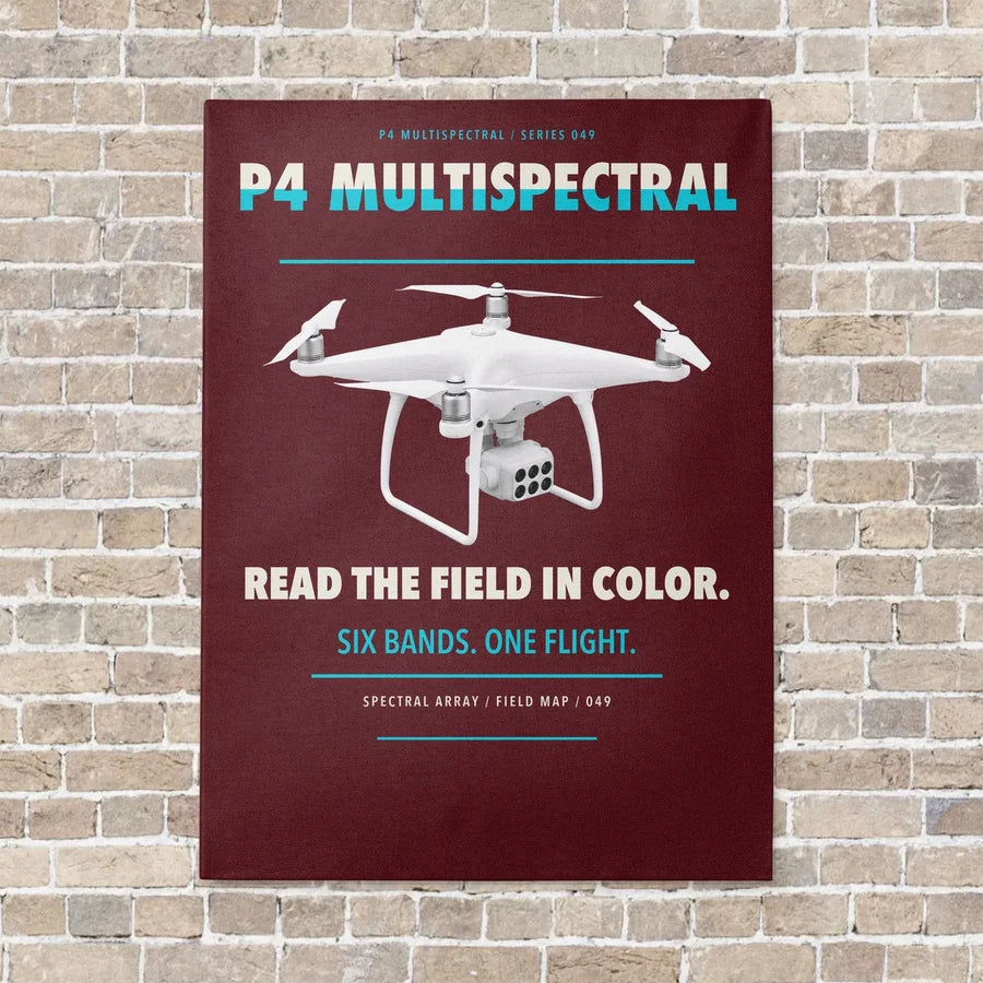 DJI P4 Multispectral vertical canvas print - no frame - dark red background