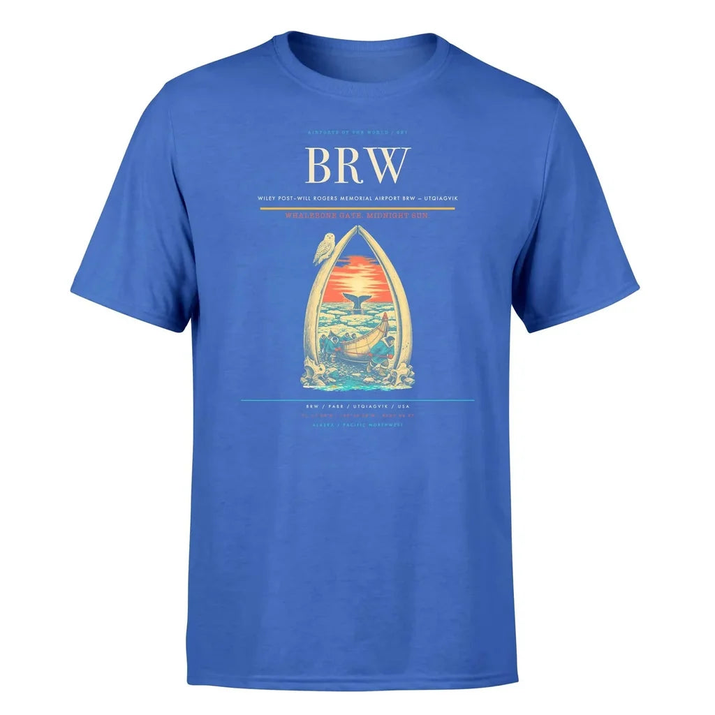 Wiley Post–Will Rogers Memorial Airport (BRW) T-Shirt single-side front print in Blue | wiley-postwill-rogers-memorial-airport-brw-double-side-t-shirt